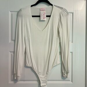 Pink Lily white body suit